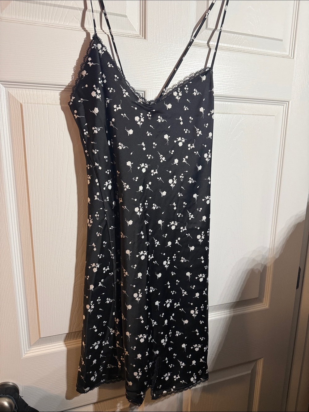 Target Black Floral Mini Slip Dress with White Print